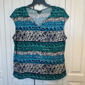 Nue Options Women's V-Neck Sleeveless Tank Blouse Size‎ 2X Green Blue Black
